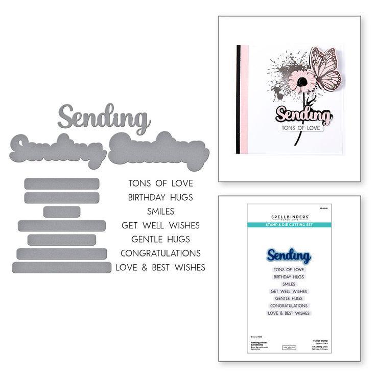 Spellbinders - Wildflowers Collection - Clear Stamps & Dies - Sending Smiles Sentiments-ScrapbookPal