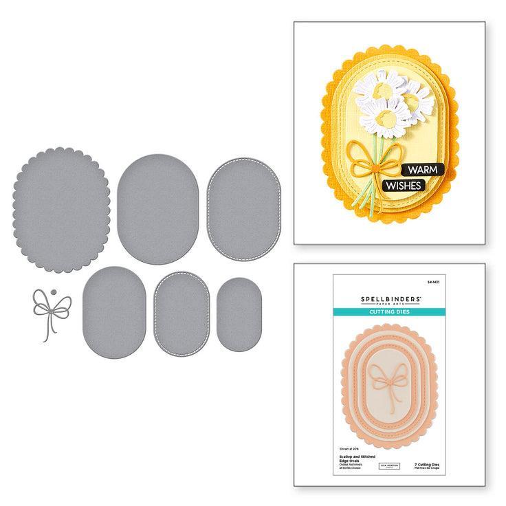 Spellbinders - Wildflowers Collection - Dies - Scallop and Stitched Edge Ovals-ScrapbookPal