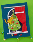 Spellbinders - Yana's Christmas Cats Collection - Letterpress + Foil Plate & Dies - Meowy Christmas Sentiments-ScrapbookPal