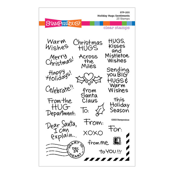 Stampendous - Holiday Hugs Collection - Clear Stamps - Holiday Hugs Sentiments-ScrapbookPal