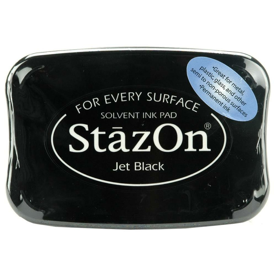 Tsukineko - StazOn Solvent Ink Pad - Jet Black-ScrapbookPal