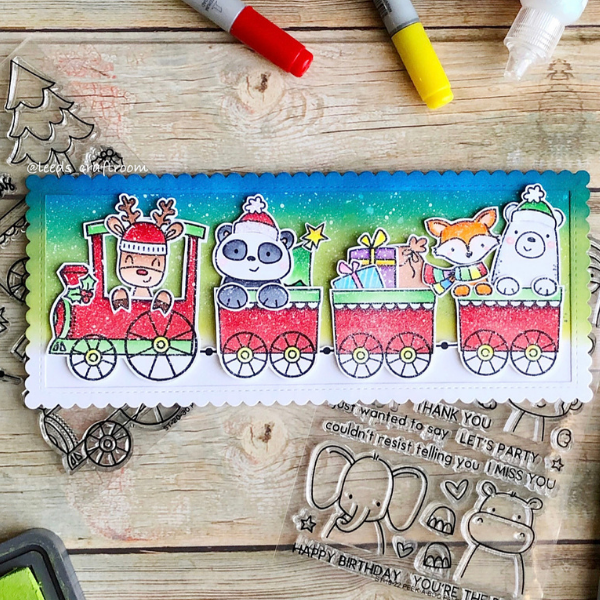 Avery Elle Christmas Train Slimline Card