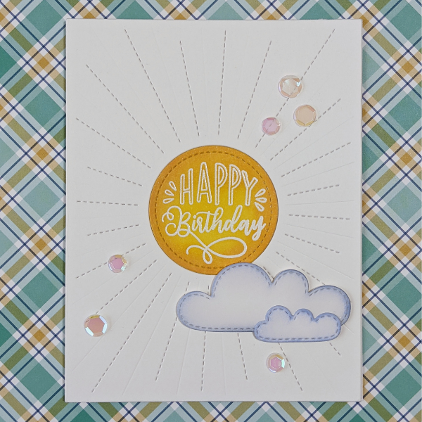 Lawn Fawn Sunburst Backdrop Birthday Card