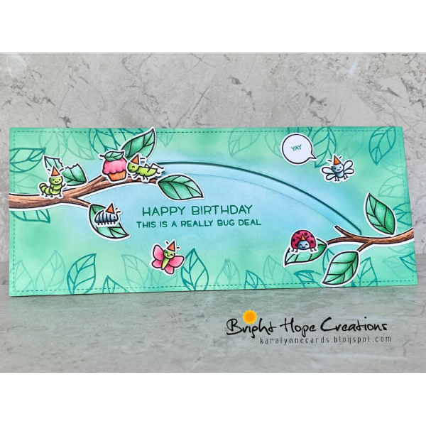 Lawn Fawn Slimline Grasshopper Birthday Card with Slider