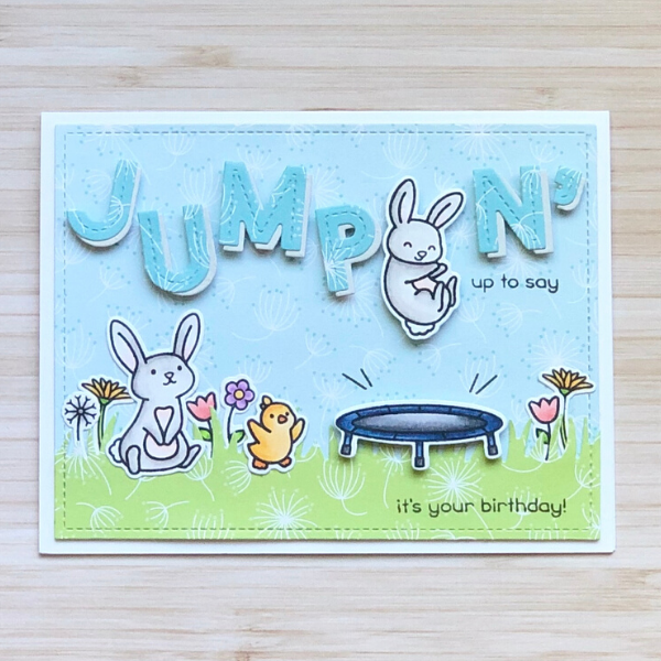 Lawn Fawn Jumping Bunny Birthday Card by Sarah