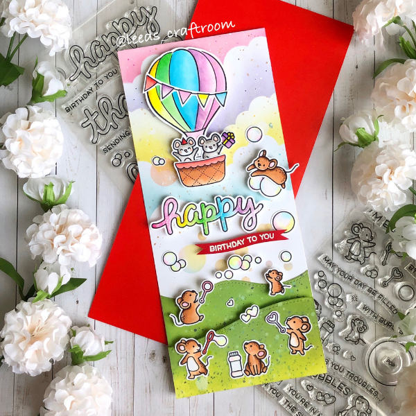 Lawn Fawn Slimline Birthday Card by Leeds