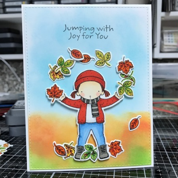Fall Jumping with Joy Card by Kay