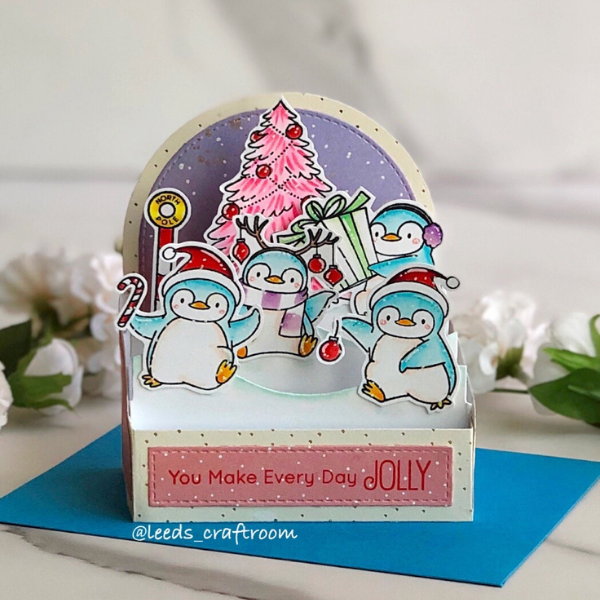 Holiday Penguins Pop Up Box Card by Leeds