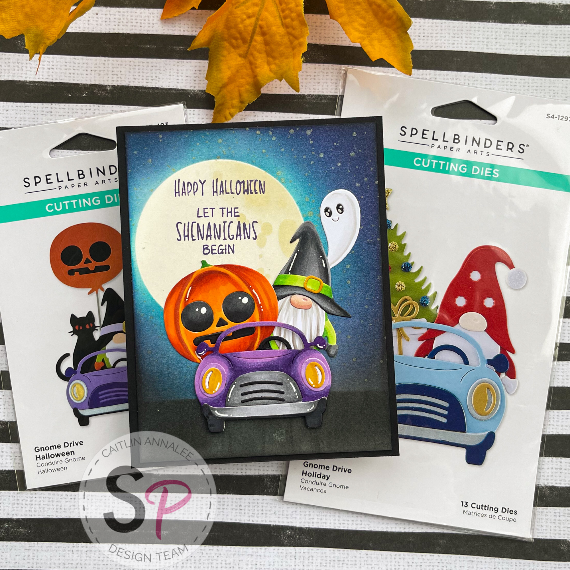 Spellbinders Gnome Drive Halloween Card