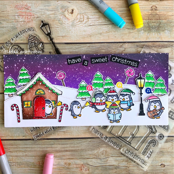 Lawn Fawn Penguins Holiday Scene