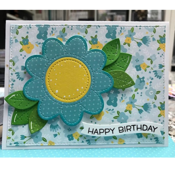 Lawn Fawn Flower Birthday Card by Kay