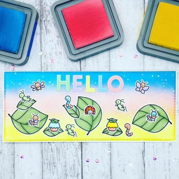 Lawn Fawn Rainbow HELLO Card by Beata