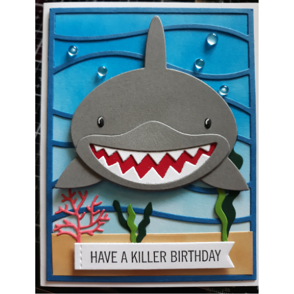 MFT Stamps Baby Shark Birthday Card