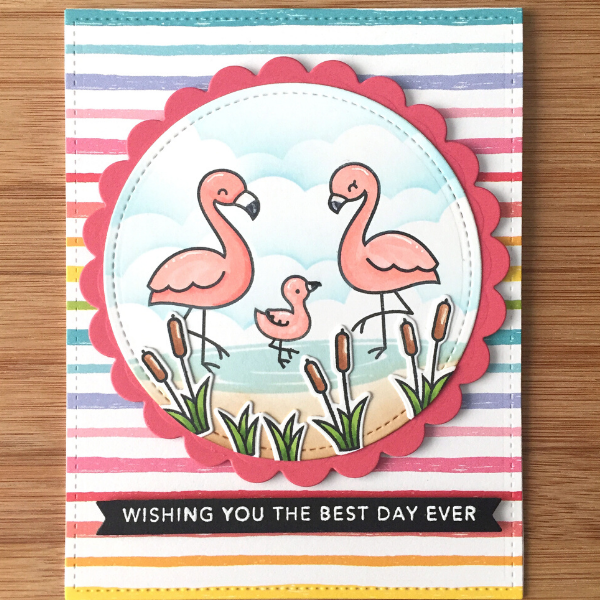 Lawn Fawn Flamingo Card by Deneen