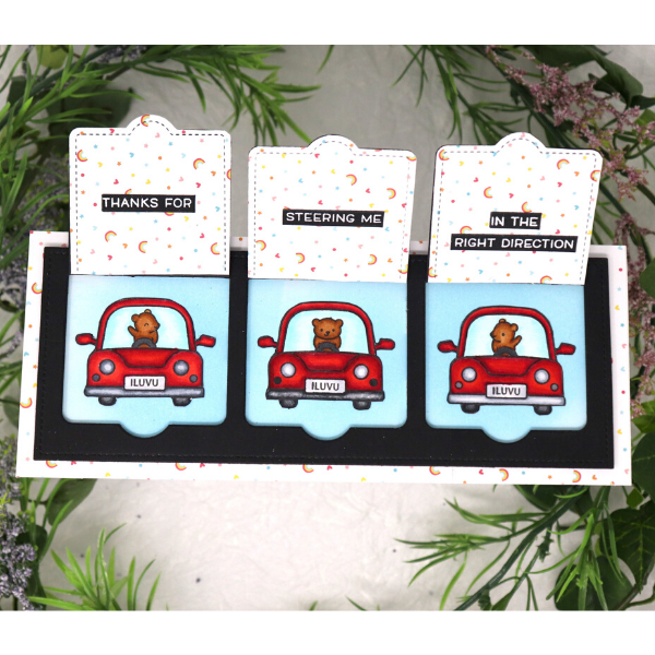 Lawn Fawn Car Critters Slimline Card