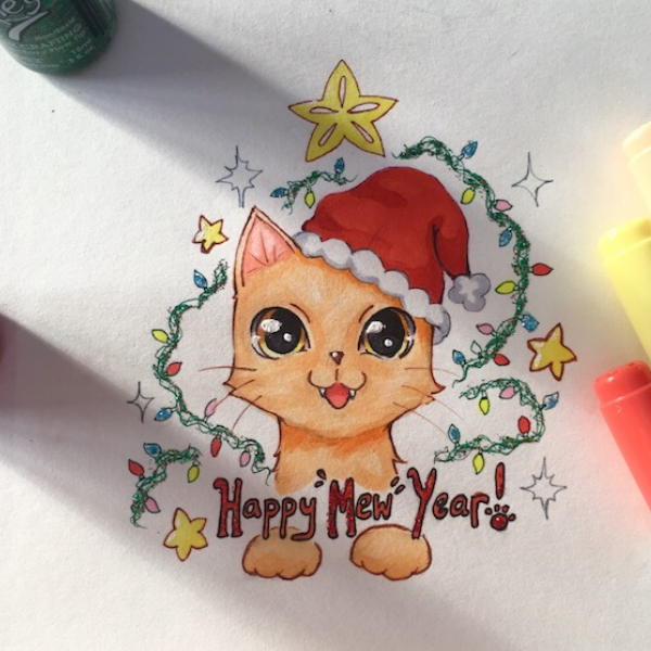 Happy "Mew" Year Copic Art by Kay