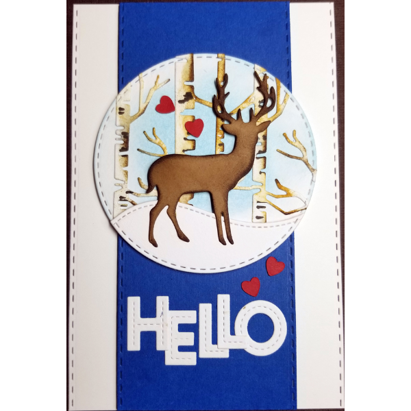 Hello Deer Snowy Scene Card