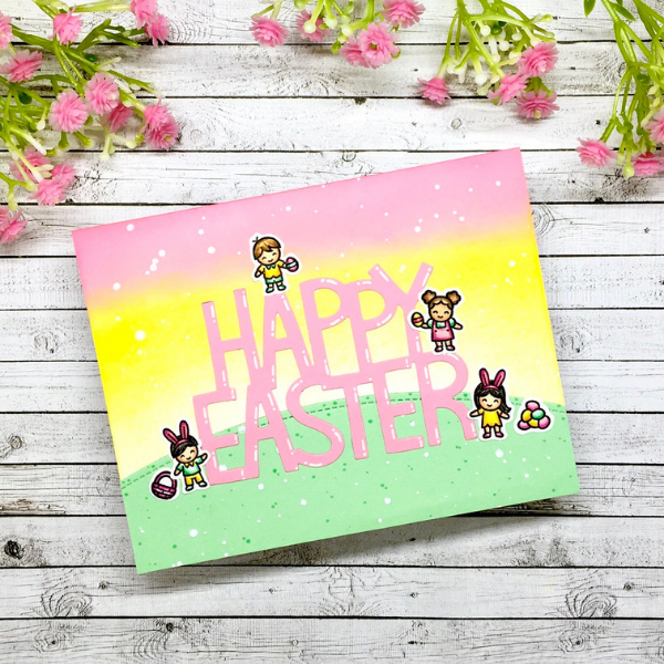 Lawn Fawn Giant Happy Easter Card by Beata
