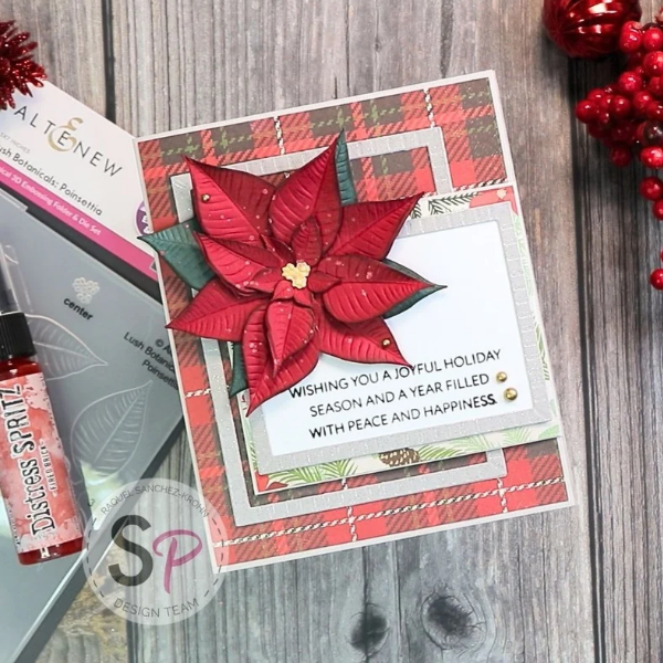 Christmas Card with Altenew’s Lush Botanicals: Poinsettia & Holiday Messages
