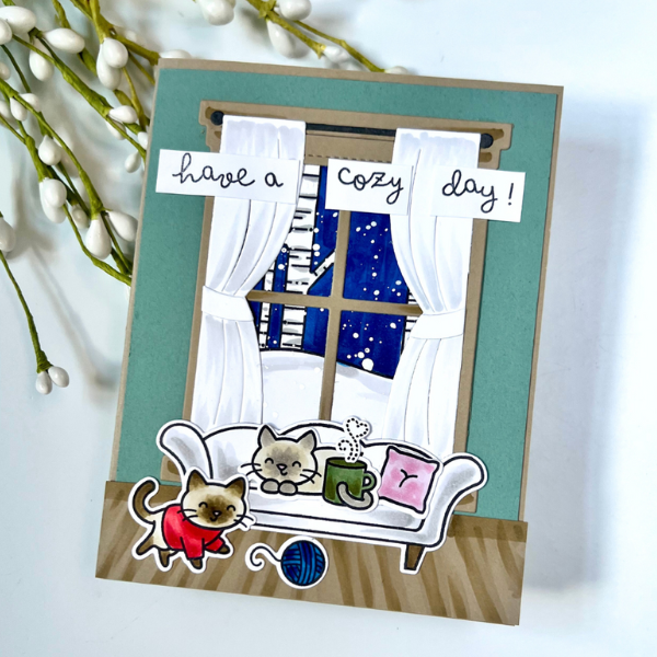Lawn Fawn Cozy Cats Collection Card Tutorial