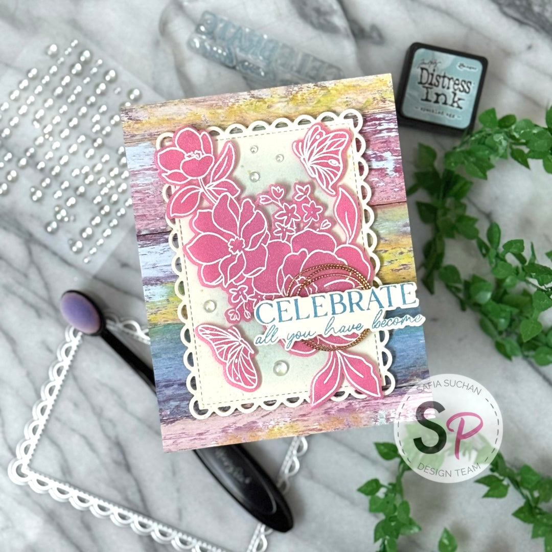 Pinkfresh Studio - Butterflies in Bloom - Birthday Card