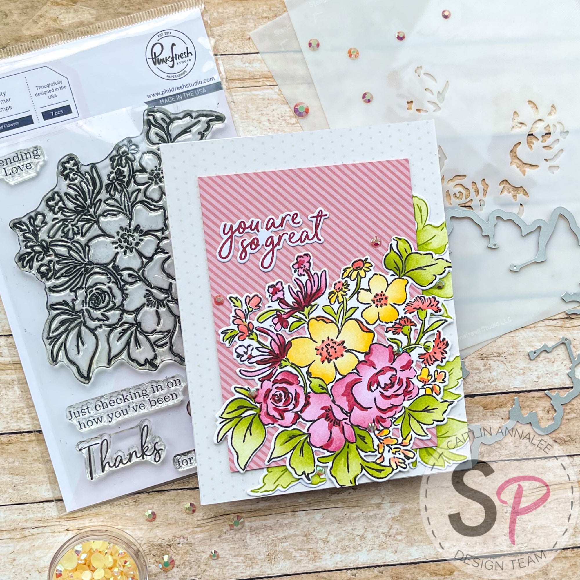 Pinkfresh Studios Handpicked Flowers Card