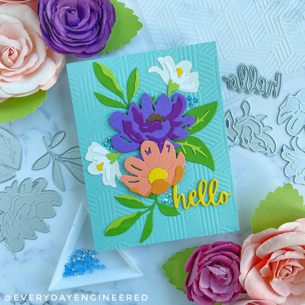 No Stamping Floral Card (with Sizzix) by Farhana