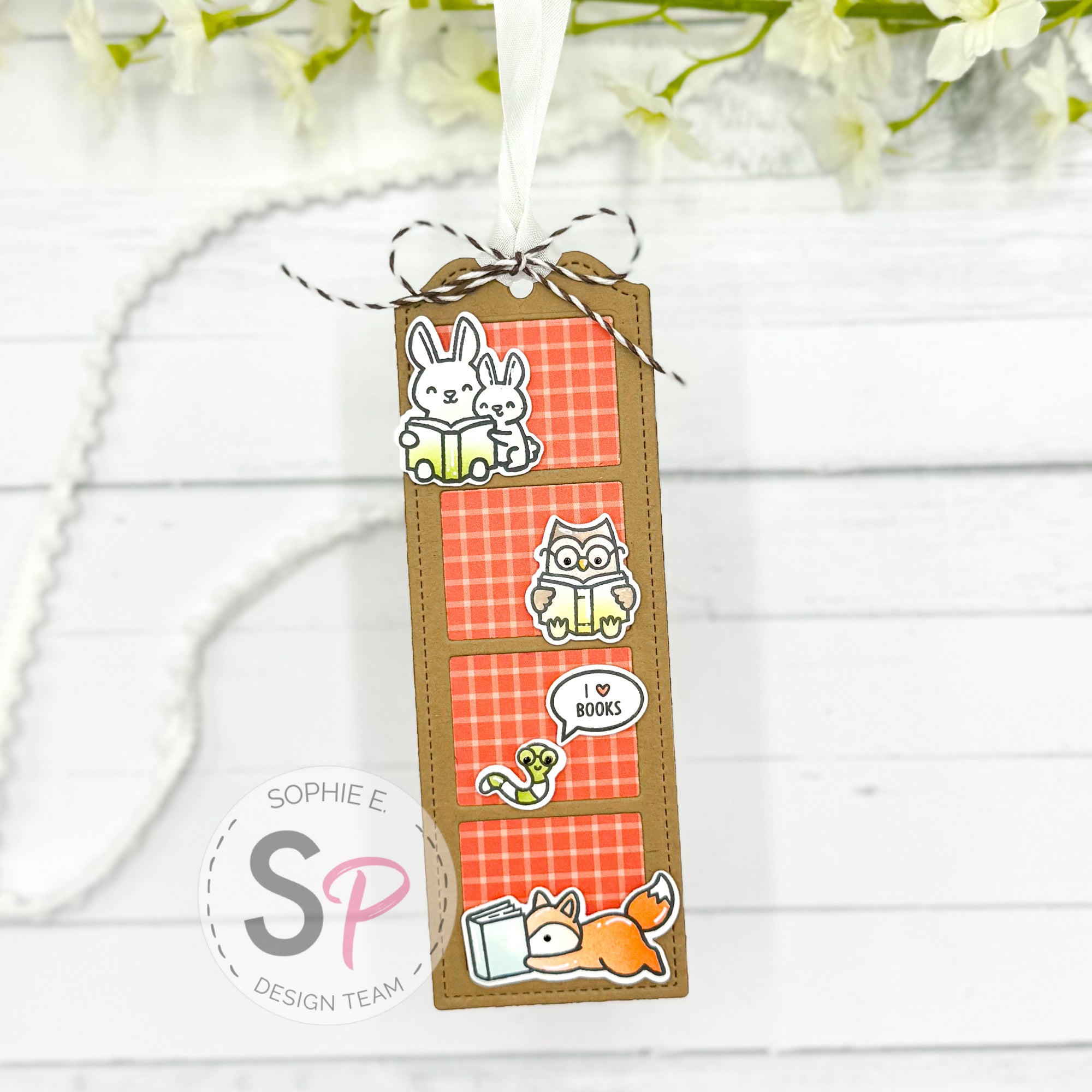 Lawn Fawn Stitched Bookmark & Little Woodland Library