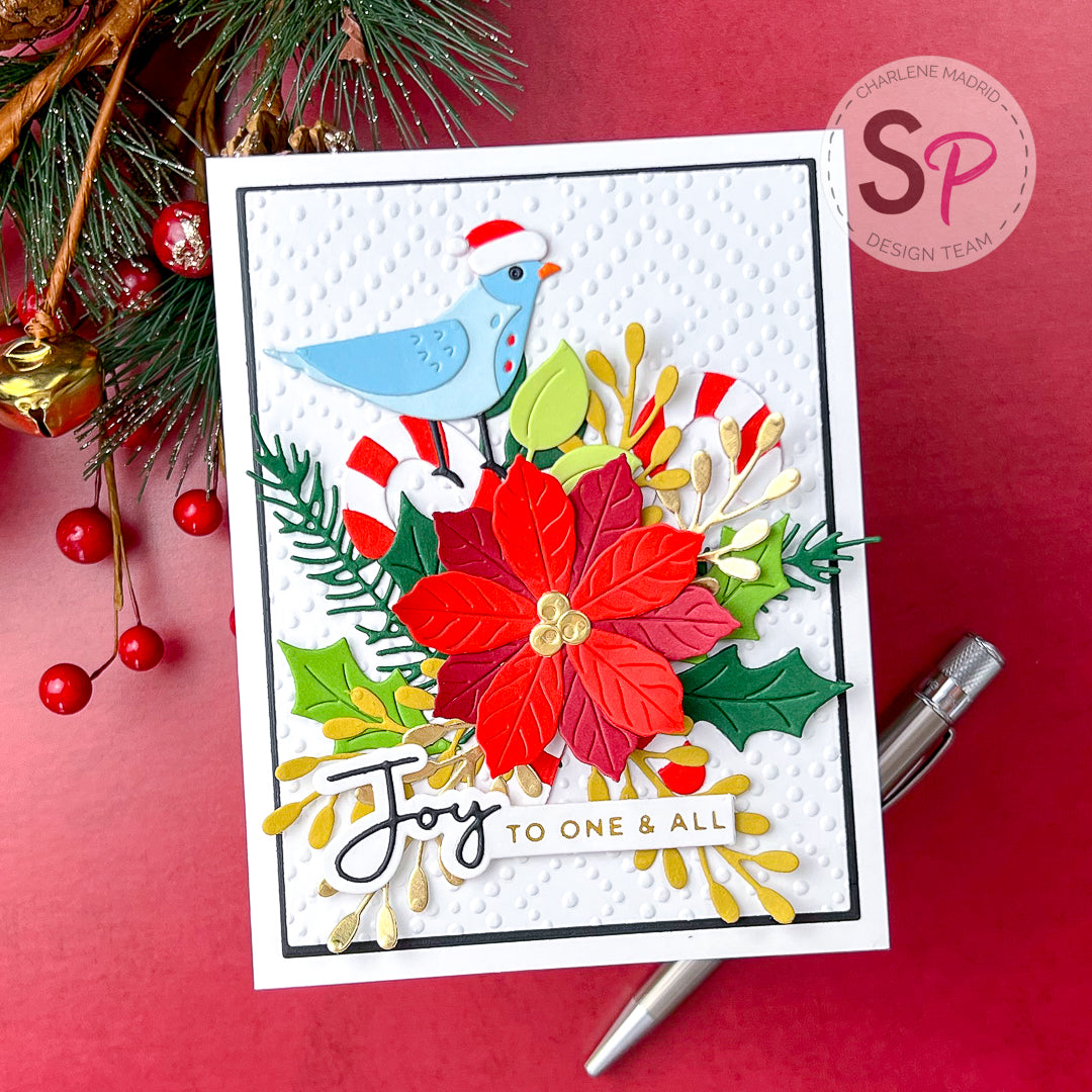 Spellbinders Christmas Bird Poinsettia Card