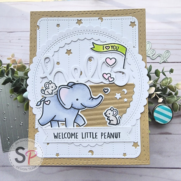 Kraft and White Welcome Baby Card with Lawn Fawn
