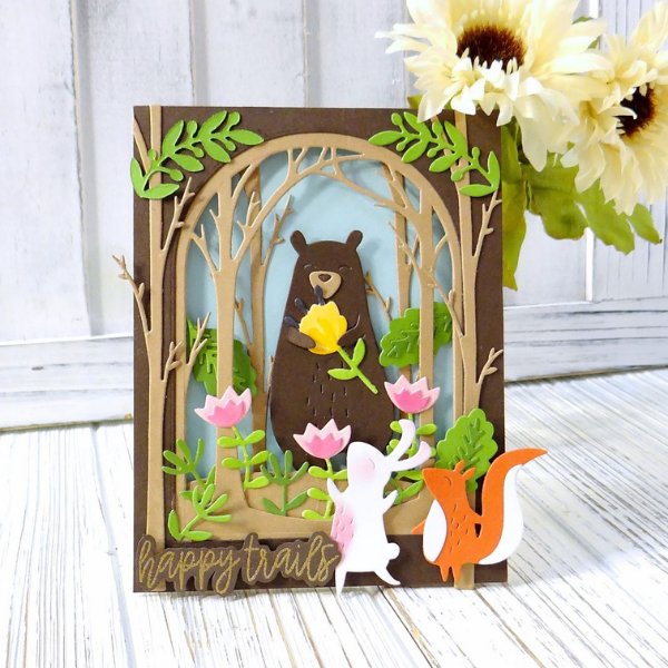 Sizzix Quirky Animals Shadow Box Card by Kathy