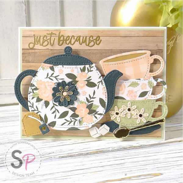 Lawn Fawn Teapot & Teacup by Kathy