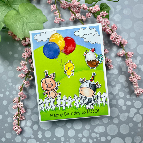 MFT Stamps Barnyard Birthday Card by Kreative Kinship