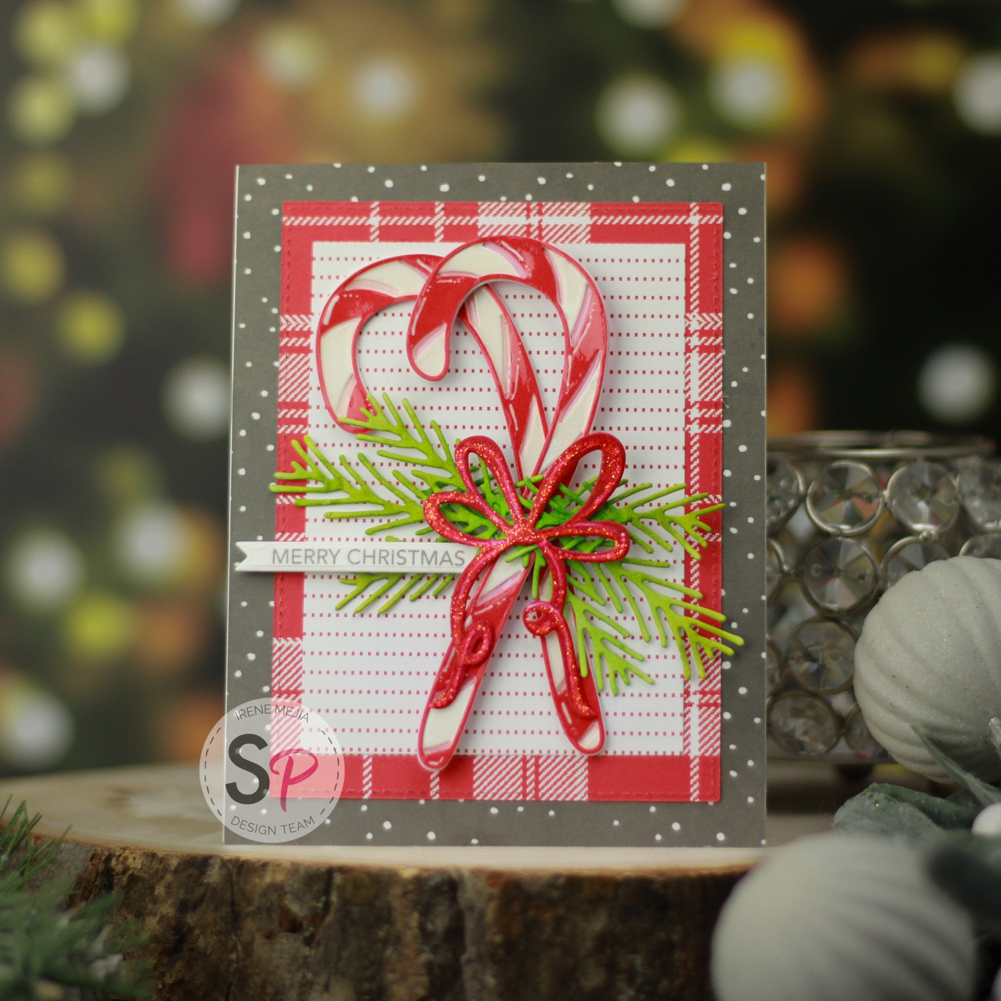 Honey Bee Stamps- Lovely Layers Candy Cane-Christmas Card