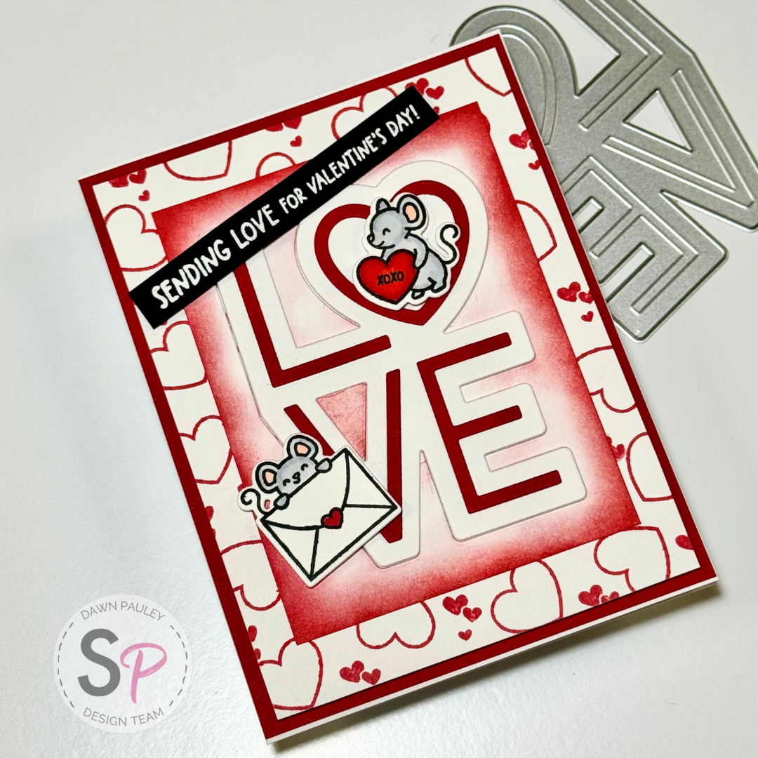 Lawn Fawn Valentine Mice & Giant Outlined Love Die