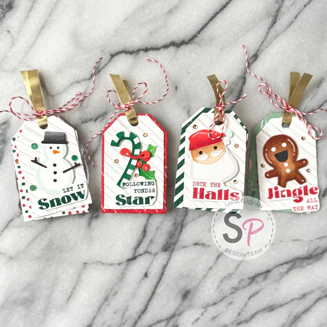 Christmas Tags ft Sizzix Thinlits Chritmas Mini Dies