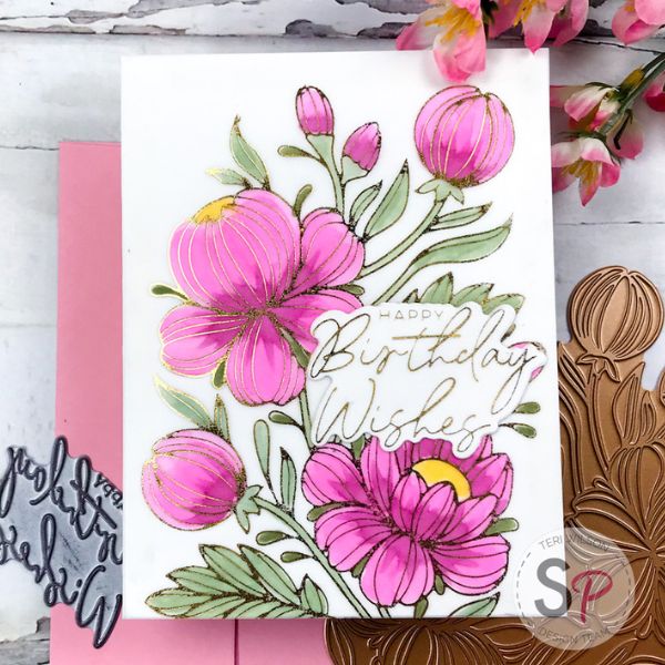 Spellbinder's Glimmering Peonies Hot Foil and Stencil Set