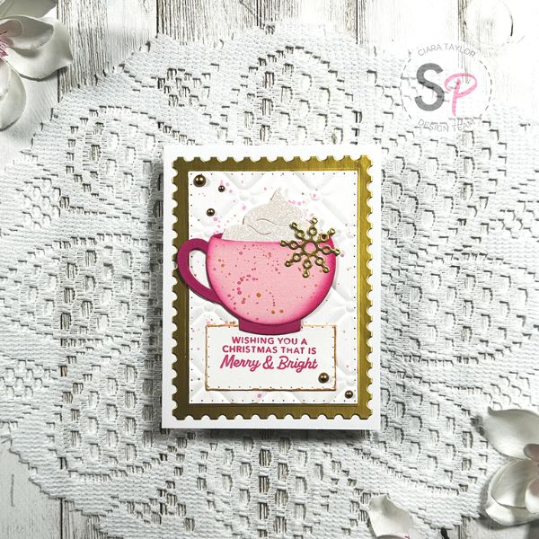 Vibrant Pink, White and Gold Merry Mug A2 Card Tutorial