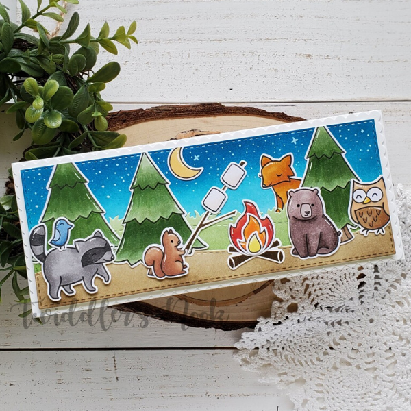 Lawn Fawn Critter Camping Card by Amanda