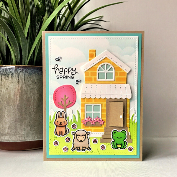 Lawn Fawn Build-a-House Springtime Card by Jamie