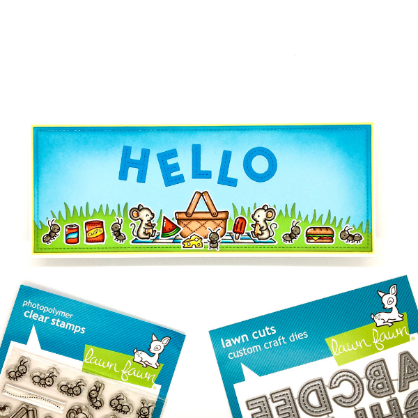 Lawn Fawn Hello Picnic Slimline Card