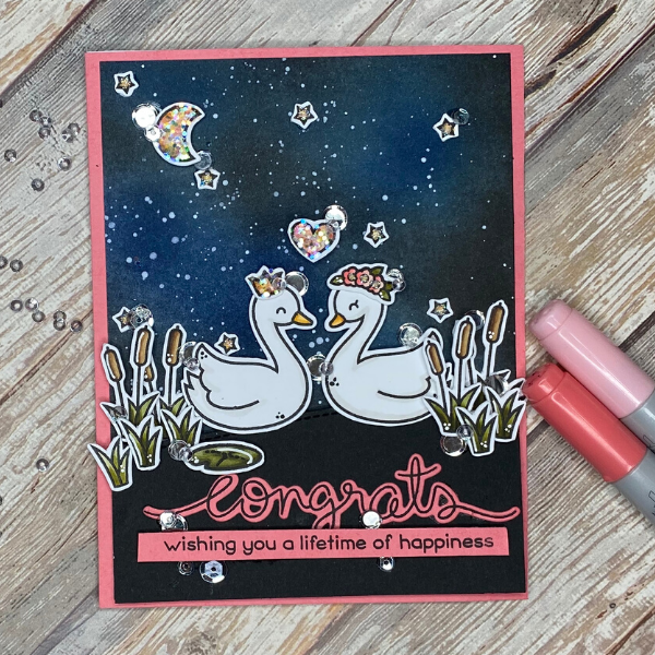 Lawn Fawn Swan Soiree Card by Kelli