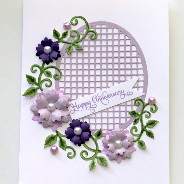 Spellbinders Oval Floral Vine Anniversary Card