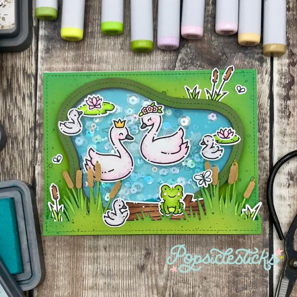 Lawn Fawn Swan Pond Card by Davina