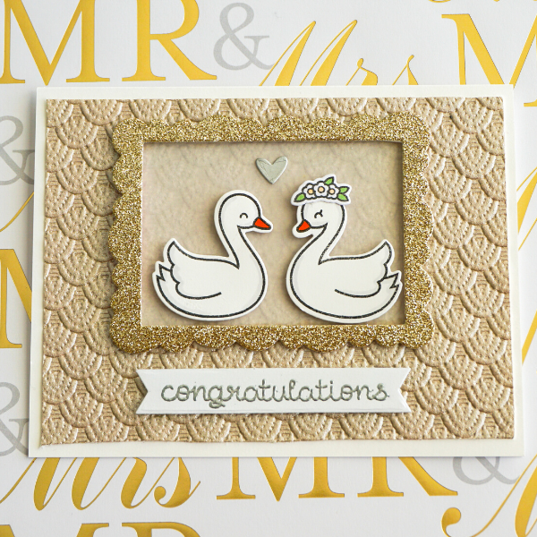 Lawn Fawn Swan Soiree Congratulations Card by Shaina