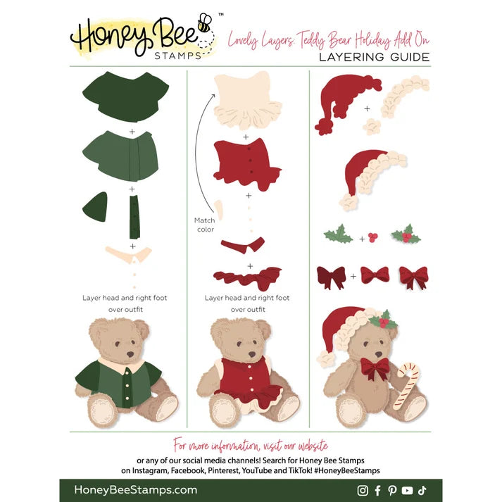Honey Bee Stamps - Lovely Layers: Teddy Bear Holiday Add-On - Honey Cuts Stand-Alone Dies