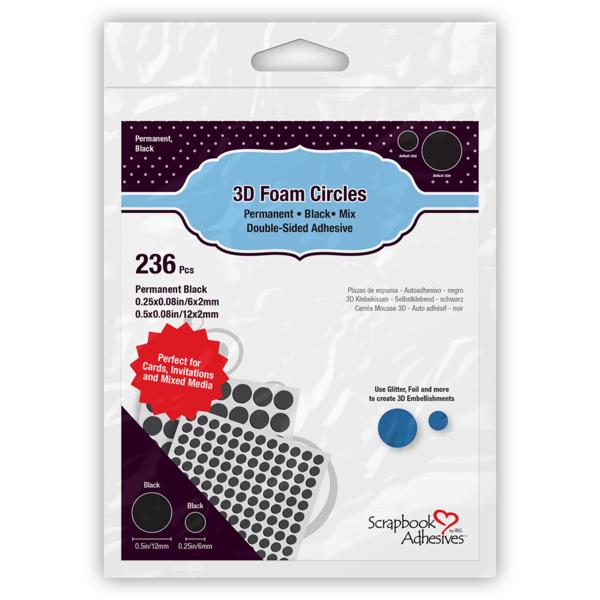 3L - Scrapbook Adhesives - 3D Foam Circles - Black - Mix-ScrapbookPal