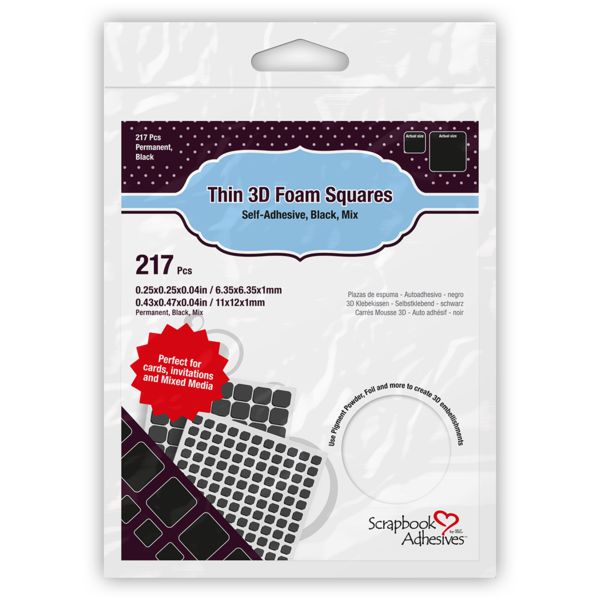 3L - Scrapbook Adhesives - 3D Foam Squares - Black Variety Pack - Thin-ScrapbookPal
