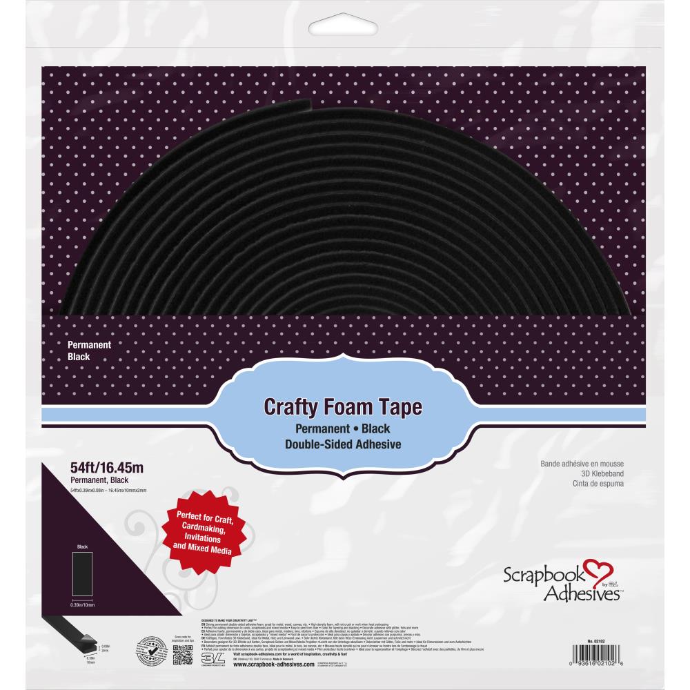 3L - Scrapbook Adhesives - Crafty Foam Tape - Black, 54 ft-ScrapbookPal