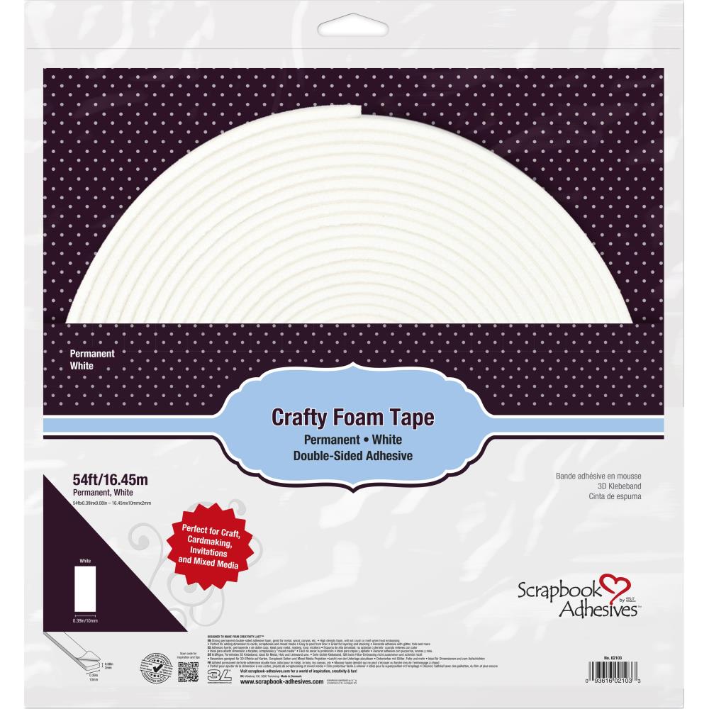 3L - Scrapbook Adhesives - Crafty Foam Tape - White, 54 ft-ScrapbookPal